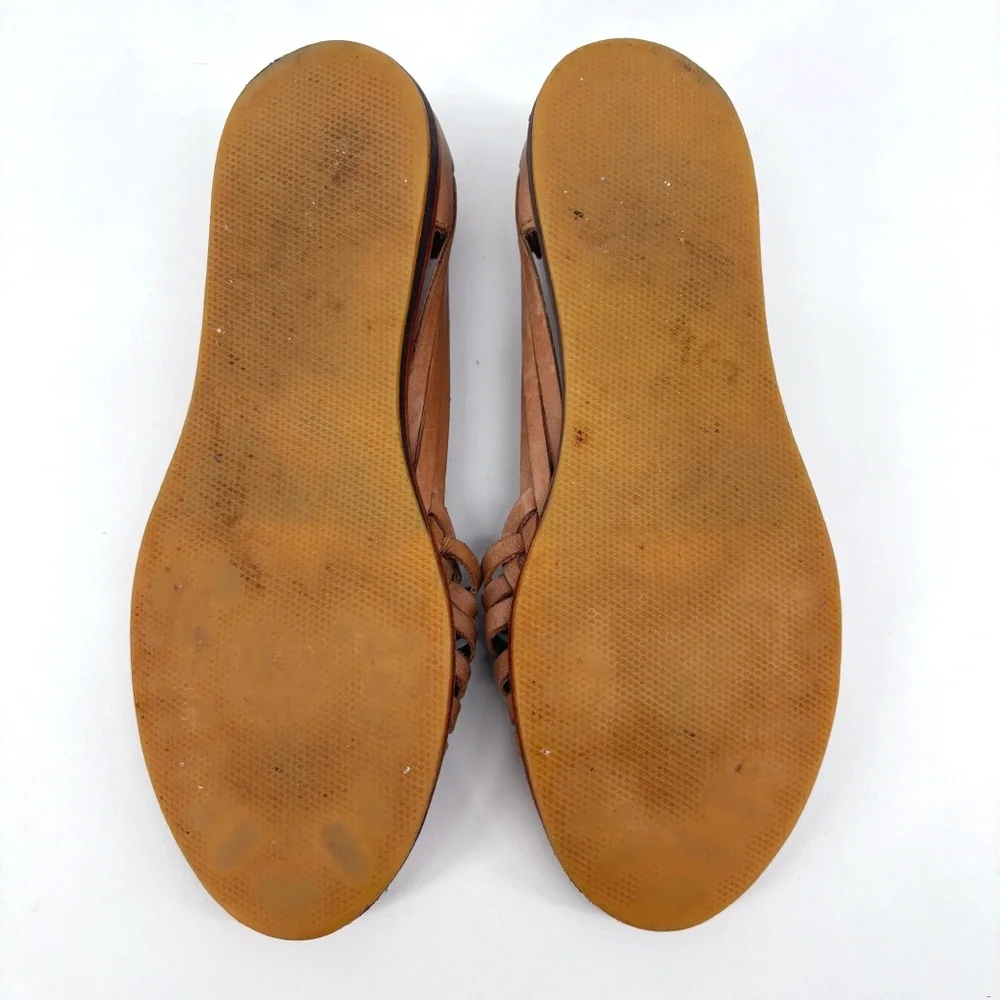 Women's Woven Leather Flats - Nude - Picture 14 of 15